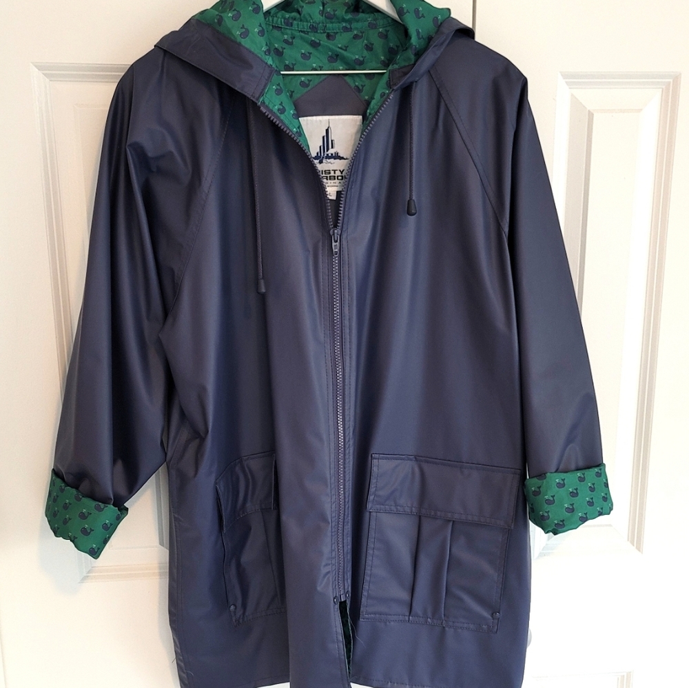 Cute! Vintage MISTY HARBOR whale rain coat L